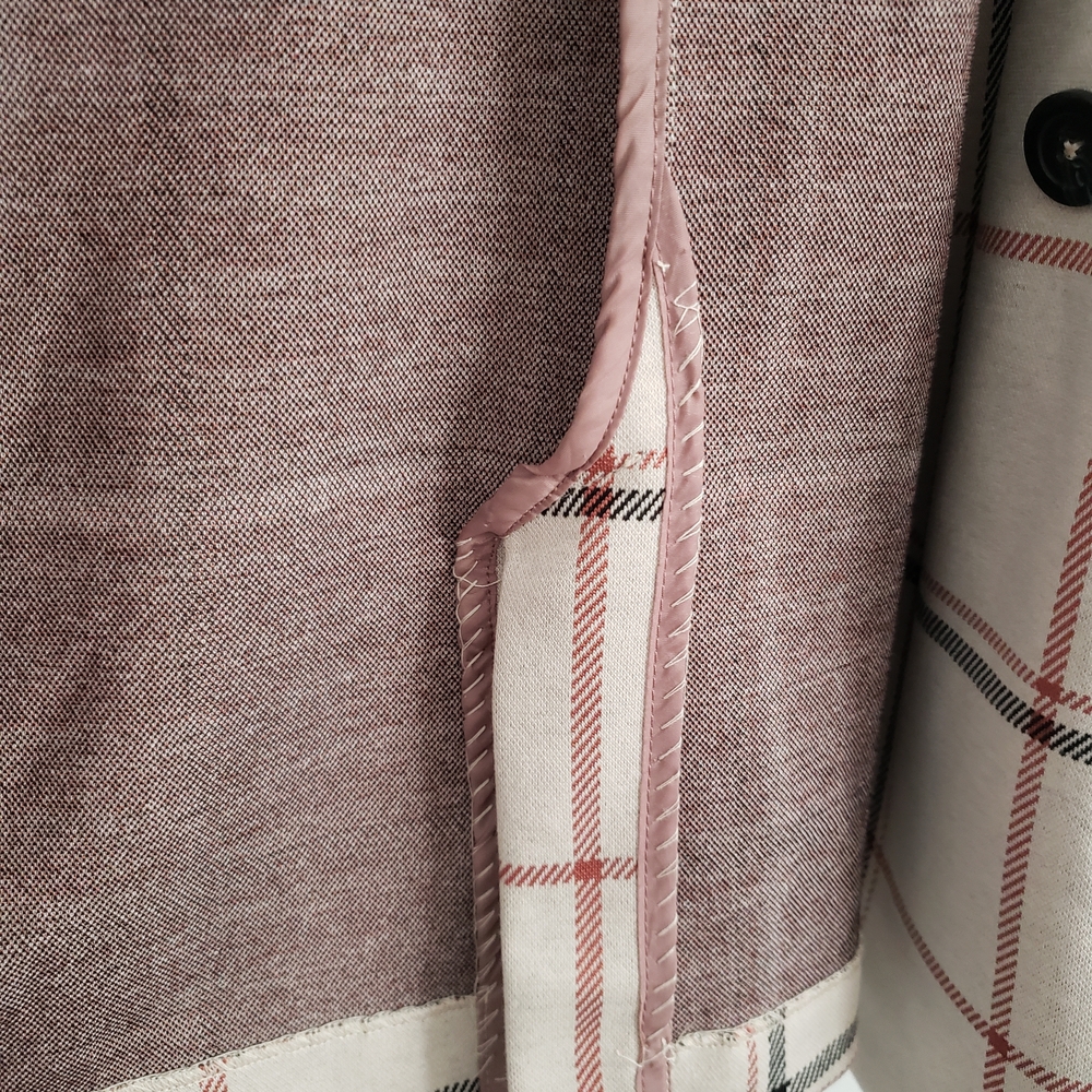 Plaid Maurices Double-Breasted Women's Coat L Cream Tan Business Fall Winter - Picture 5 of 8